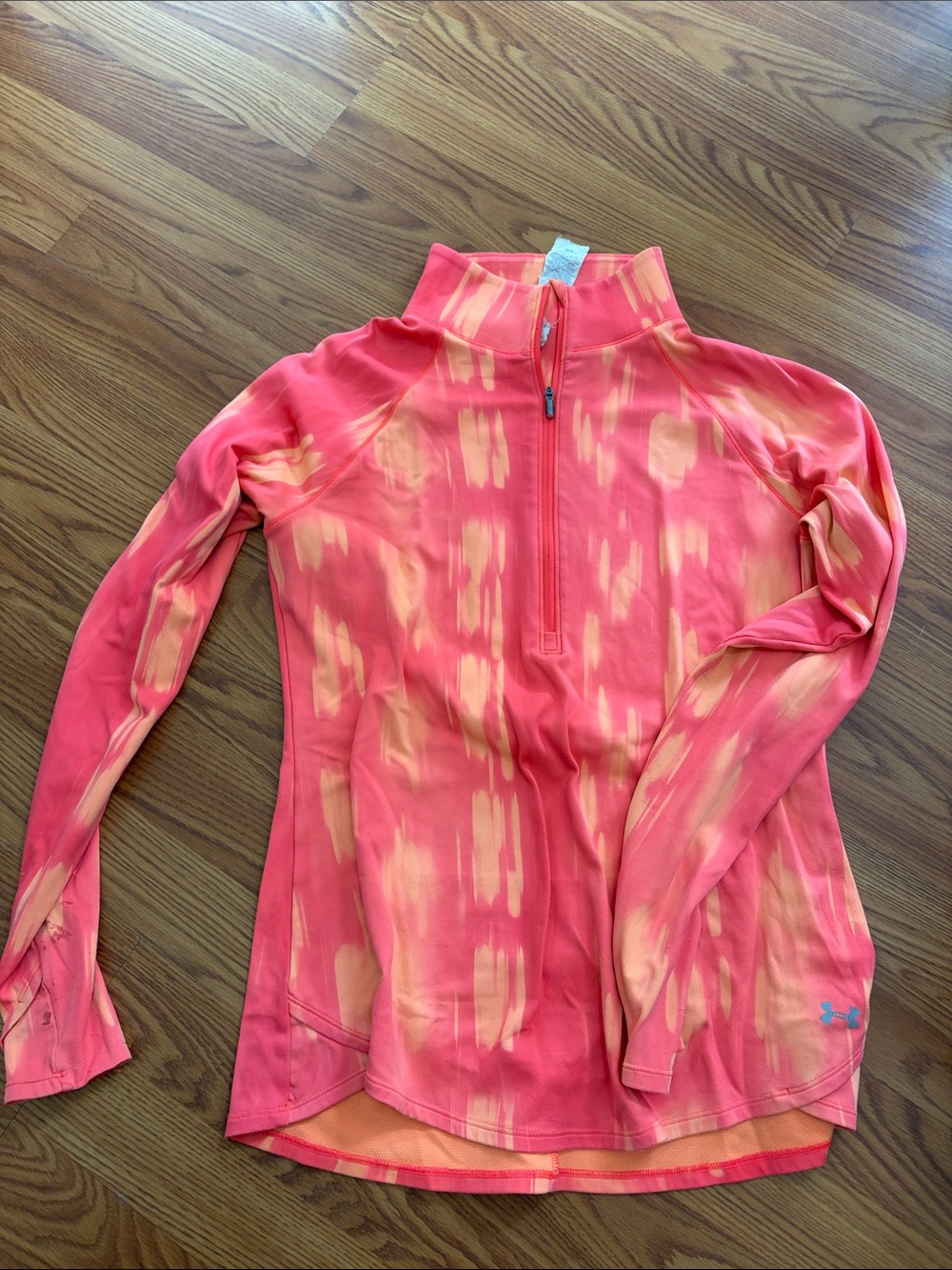 Under Armour Coral and Peach Quarter-Zip Performance Top